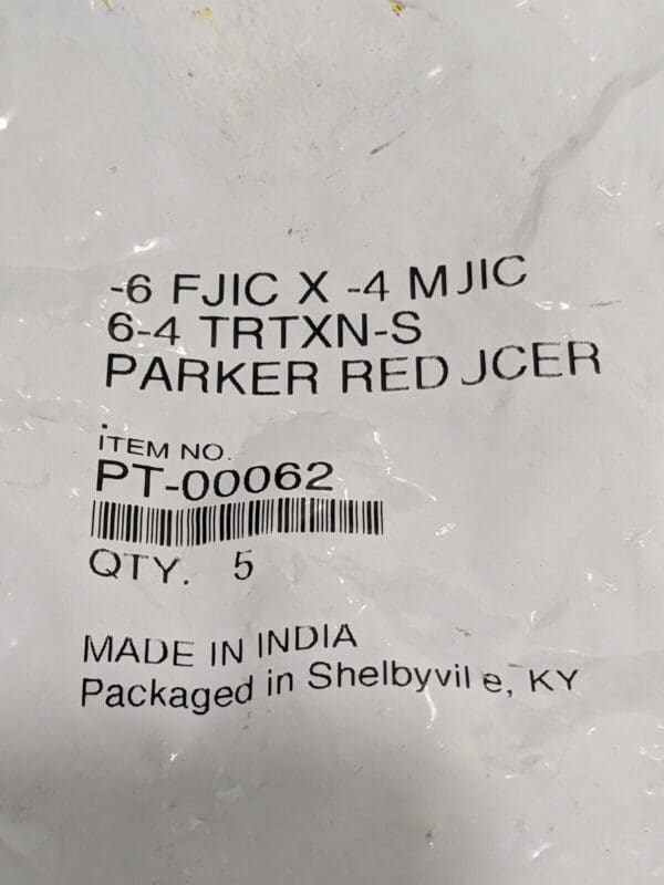 PARKER Steel Flared Tube Reducer: 3/8″ Tube OD, 3/8 x 1/4 Thread Qty 5 PT-00062