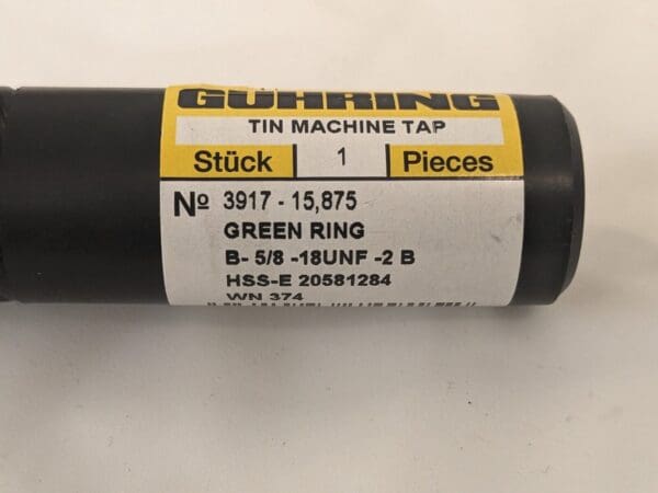 GUHRING Spiral Point Tap: 5/8-18 UNF, 4 Fl 9039170158750