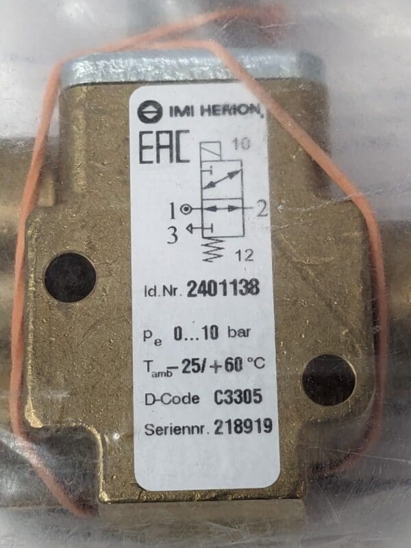 NORGREN HERION Solenoid Valve 3/2 WAY 1/4 NPT 2401138