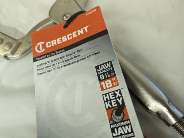 CRESCENT Locking Plier: 9.25'' Jaw Capacity, C-Clamp Jaw C18CCRN