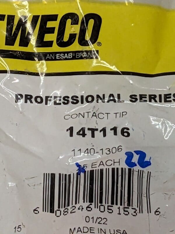 Tweco MIG Welder Contact Tip: 1/16″ Max Wire Dia Qty 22 11401306