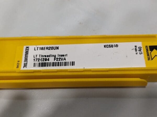 KENNAMETAL Laydown Threading Insert: LT16ER20UN KC5010, Solid Carbide 1724294