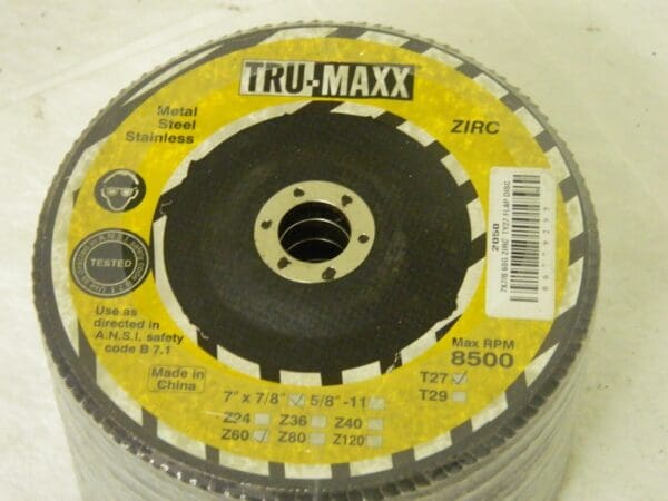 Tru-Maxx Coated Zirconia Alumina Flap Disc 7" x 7/8" 60 Grit 10-Pack #86779295