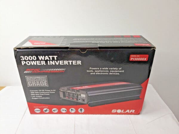 SOLAR 3000 Watt Power Inverter w/3 AC Outlets 12VDC 360A 115VAC 60Hz PI30000X