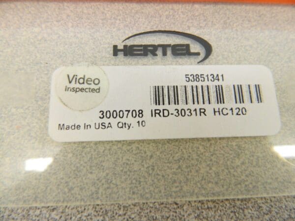 Hertel Grooving Insert: IRD3031 HC120, Solid Carbide Qty 11 3000708