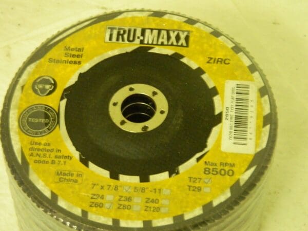 Tru-Maxx Coated Zirconia Alumina Flap Disc 7" x 7/8" 60 Grit 10-Pack #86779295