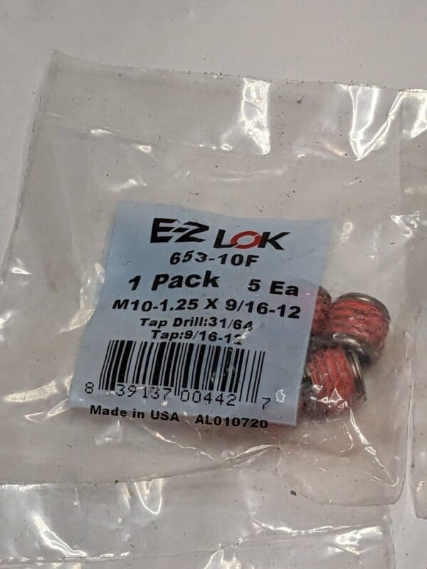 E-Z LOK Thread Locking Insert: M10 x 1.25 Internal Thread Qty 20 653-10F