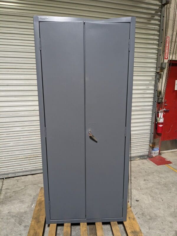 Durham Heavy Duty Storage Cabinet w/ Bins 84 x 36 x 18 Steel Gray DAMAGED