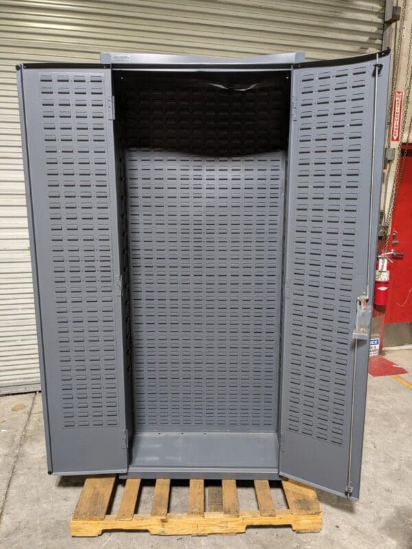 Durham Heavy Duty Storage Cabinet w/ Bins 84 x 36 x 18 Steel Gray DAMAGED