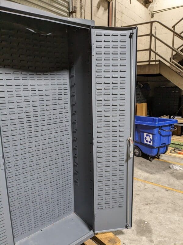 Durham Heavy Duty Storage Cabinet w/ Bins 84 x 36 x 18 Steel Gray DAMAGED