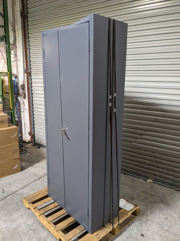 Durham Heavy Duty Storage Cabinet w/ Bins 84 x 36 x 18 Steel Gray DAMAGED