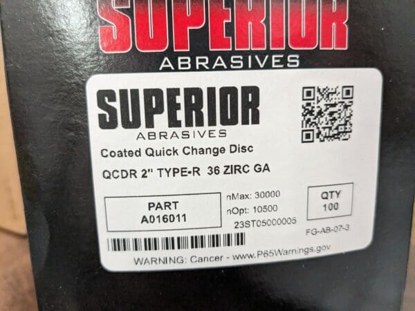 SUPERIOR ABRASIVES QuickChange DiscType R 2″ Dia 36 Grit approx. 100pcs A016011