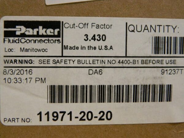 Parker Crimp Hose Fitting 1-1/4" 90º Qty 2 11971-20-20