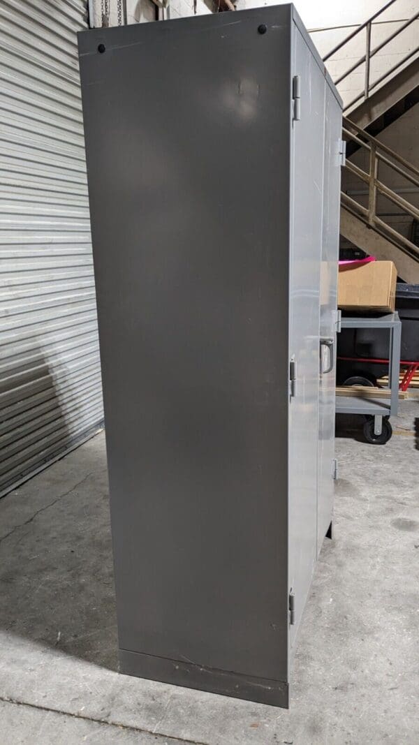 LYON Locking Steel Storage Cabinet 4 Shelf Padlock Hasp 48x24x82 DD1120 Damage