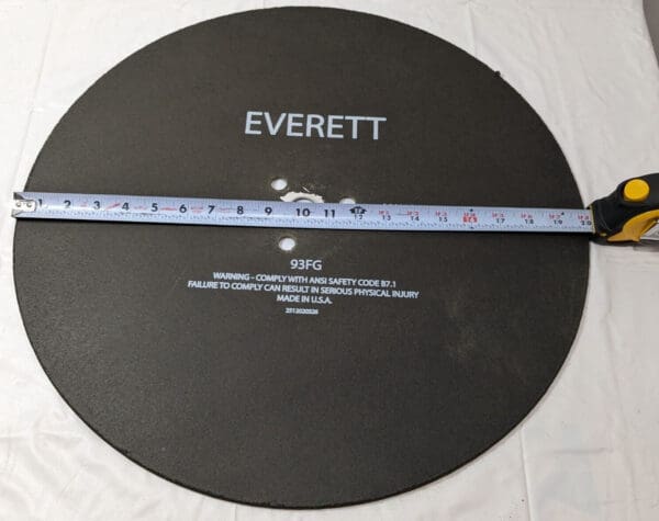 EVERETT Cut-Off Wheel 93FG 20" Dia X 5/32" Thick X 1" Hole 2512020326