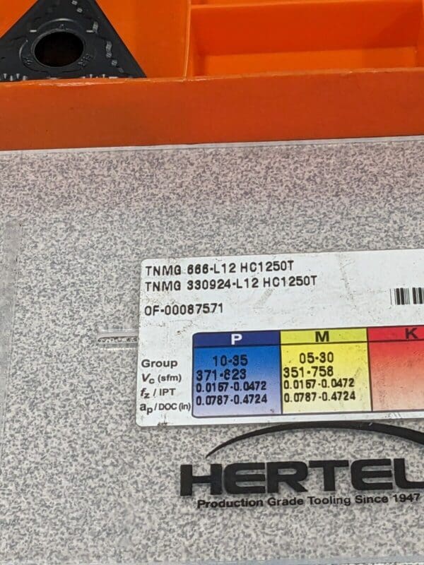 HERTEL Turning Insert: TNMG 666–L12 HC1250T, Solid Carbide Qty 4 42802231