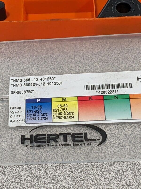 HERTEL Turning Insert: TNMG 666–L12 HC1250T, Solid Carbide Qty 5 42802231