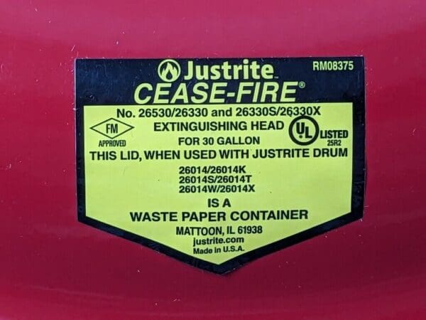 JUSTRITE Cease-Fire Red Steel Head (ONLY) for 30-Gallon Drum 26330