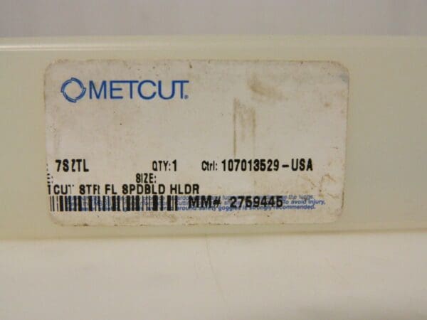 Metcut 3MT Taper Shank Spade Blade Holder 0.9610” Dia Str Fl 14.19” OAL 7S2TL