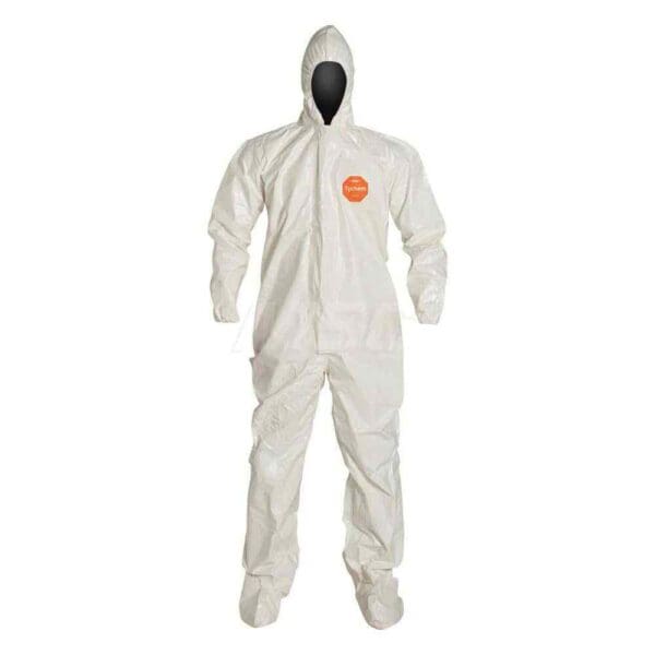 DUPONT Disposable Coveralls 2XL Tychem 4000, Zipper Closure SL122TWH2X000600