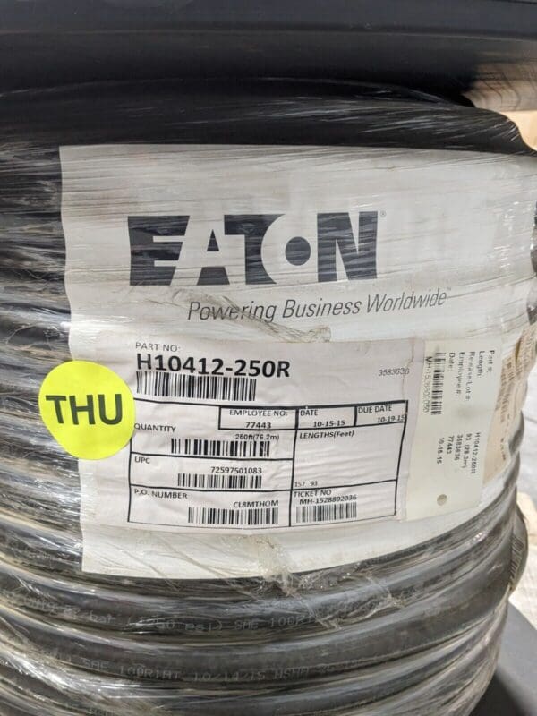 90 Ft Spool of Eaton Hydraulic Hose 3/4 In I.D. 1250 PSI Max H18012-250R