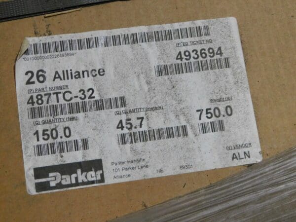 Parker 487TC-32 Hydraulic Constant Working Pressure Hose 150 Ft x 2 In I.D.