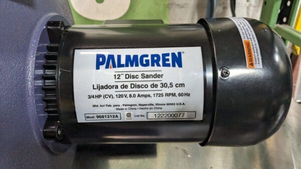 PALMGREN Bench Disc Sanding Finishing Machine 12” Disc Diameter 3/4 HP 120 V