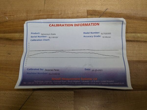Newall Spherosyn Scale Linear Encoder 8" Travel 10 Micron Accuracy SLT020300