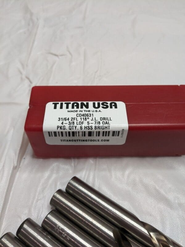 TITAN USA Jobber Length Drill Bit: 0.4844″ Dia, 118º Qty 6 CD40631