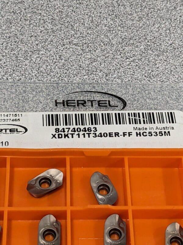 HERTEL Milling Insert: XDKT11T340ER–FF, HC535M, Solid Carbide Qty 7 84740463