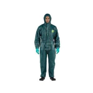 Ansell Coveralls, Green, Non-Woven Laminate, Zipper Qty 4 GR40-T-92-111-07