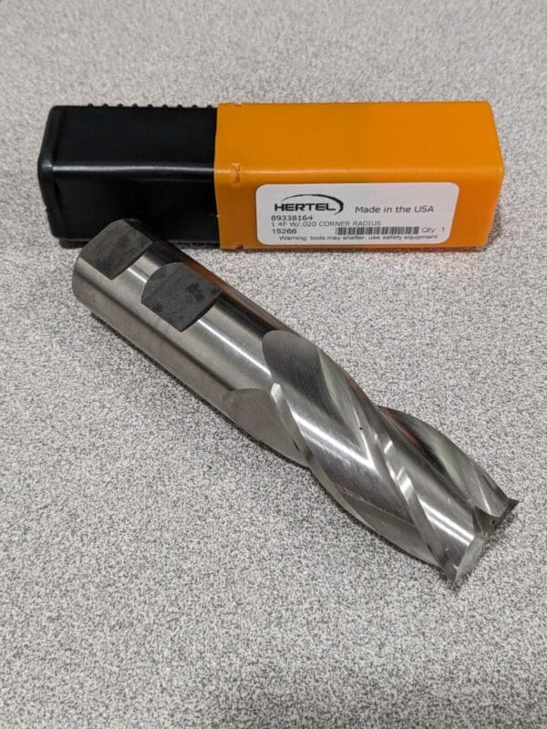 HERTEL Corner Radius End Mill: 1″ Dia, 2″ LOC, 4FL, 0.0200″ Radius 89338164