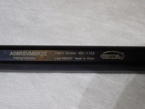 Hertel Indexible Boring Bar 0.98” Min Bore Dia 1.2” Shank Dia 8” OAL A08RSVMBR2E