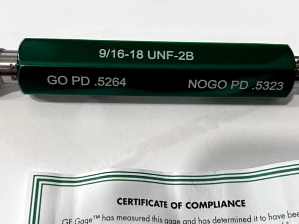 GF GAGE Plug Thread Gage: 1/2-13 Thread, 2B Class, Double End, Go & No Go