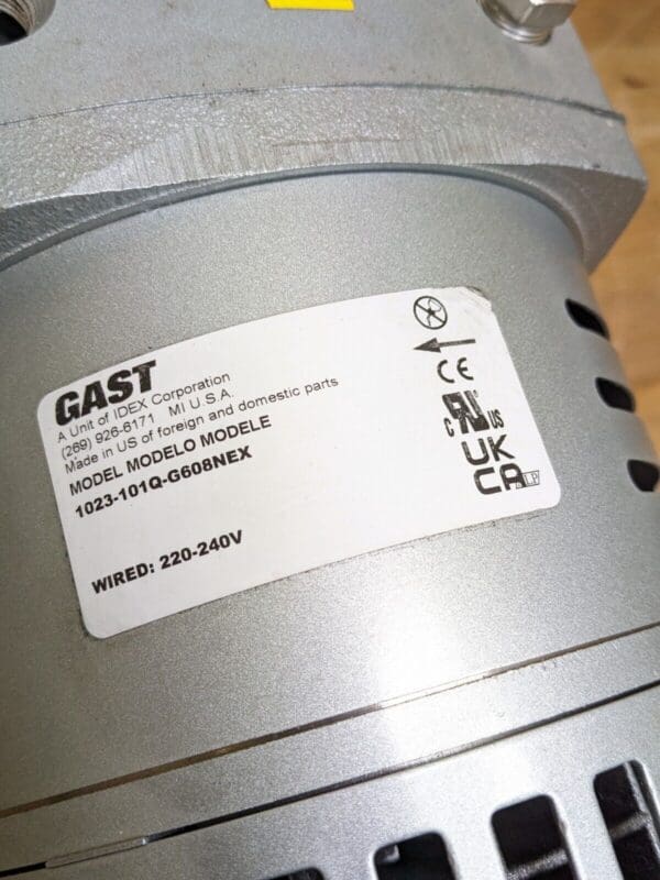 Gast Rotary Vane Compressor Vacuum Pump 3/4 HP 115/230v 1023101QG608NEX Damaged