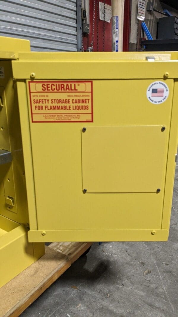 SECURALL CABINETS Standard Cabinet Manual Closing 1 Shelf Yellow Steel Damaged