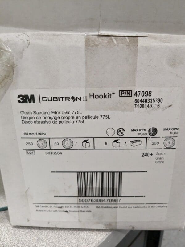 3M Hook & Loop Disc: 6″ Disc Dia, 240 Grit, Coated, Ceramic Qty 250 7100145316