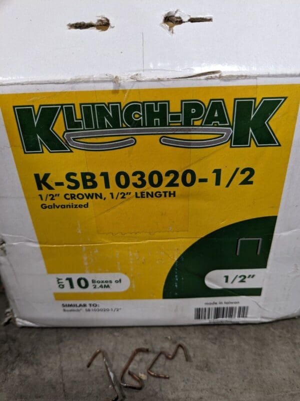 KLINCH-PAK Narrow Crown Construction Staple 1/2″ W, 1/2″ L 24,000 K-SB103020-1/2