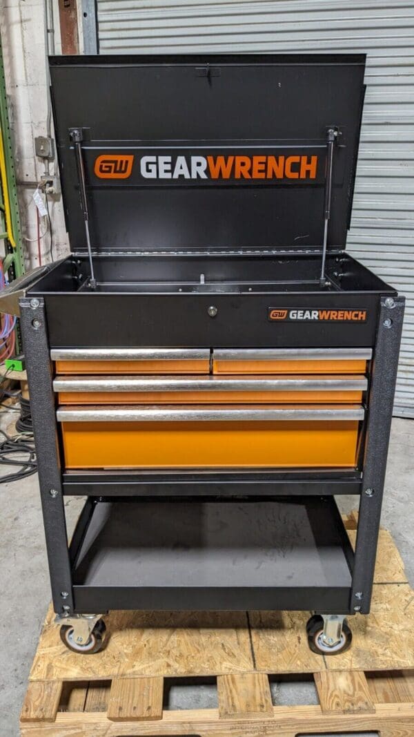 GEARWRENCH 32″ Wide x 42″ High x 21″ Deep, 4 Drawer Tool Cart 650 Lb Cap Damaged