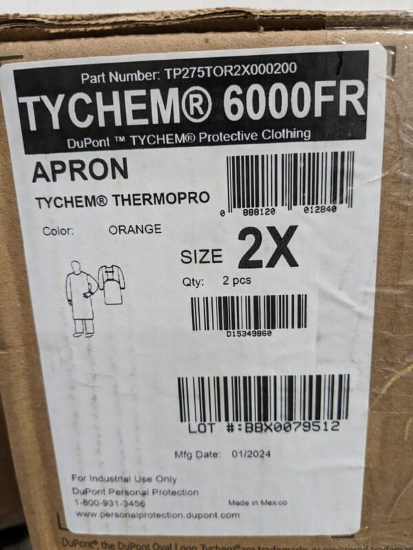 Qty 2 DuPont Tychem 6000 FR Chemical Resistant Apron Size 2XL TP275TOR2X000200