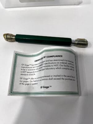 GF GAGE 1/4-20 Thread Plug Thread Insert Go/No Go Gage H0250202BS