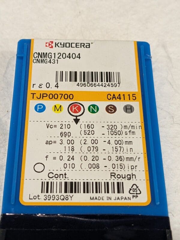 Kyocera Carbide Milling Insert CNMG431 CA4115 Qty 10 8818106