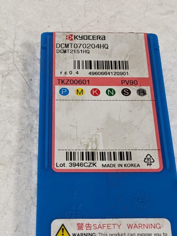 KYOCERA Turning Insert: DCMT21.51HQ PV90, Cermet Qty 10 TKZ00601