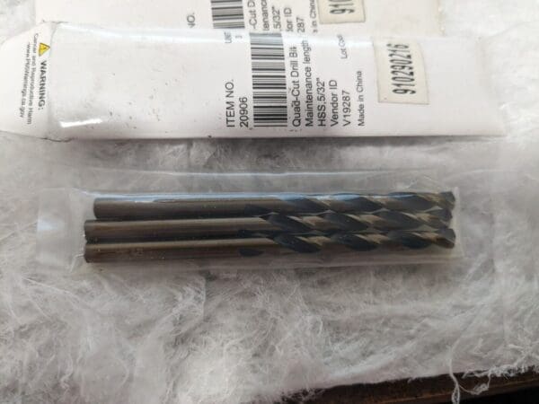 Mechanics Drill Bit: 5/32″ Dia, 135 ° Point HSS 15pcs 20906