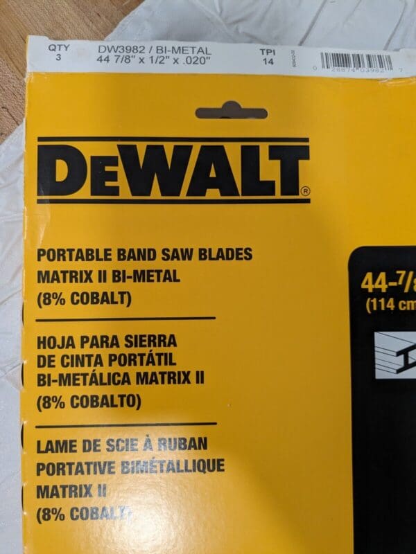 DEWALT Portable Bandsaw Blade 6pcs: 1/2" Wide, 0.02" Thick, 14 TPI DW3982