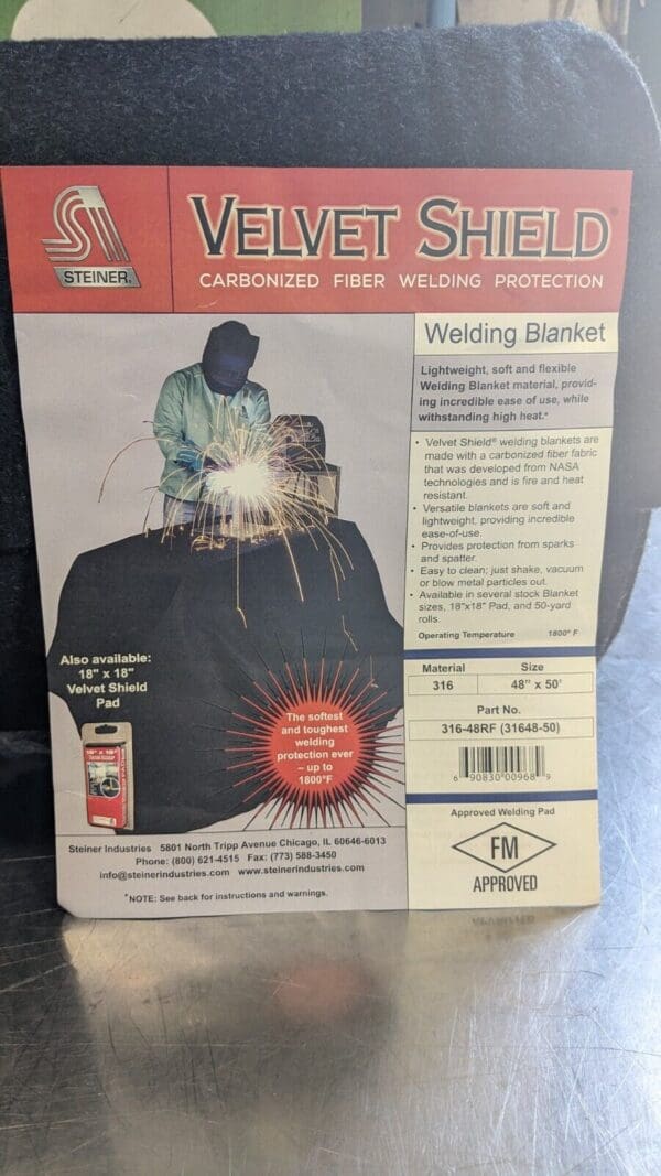 STEINER 4' Wide x 50’ Long Carbon Fiber Welding Curtain Roll Black 316-48RF