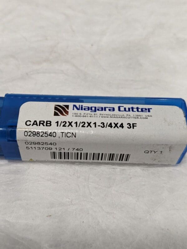 Niagara Cutter Square End Mill 1/2" Diam, 1-3/4" LOC, 4" OAL, 3 FL 02982540