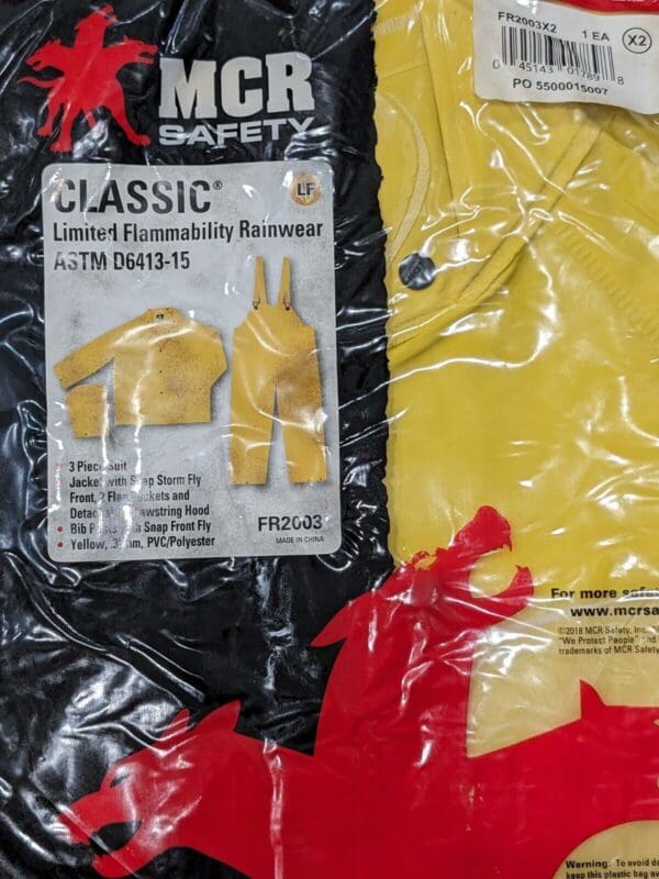 MCR SAFETY Suit with Bib Overalls: Size 2XL Polyester & PVC FR2003X2