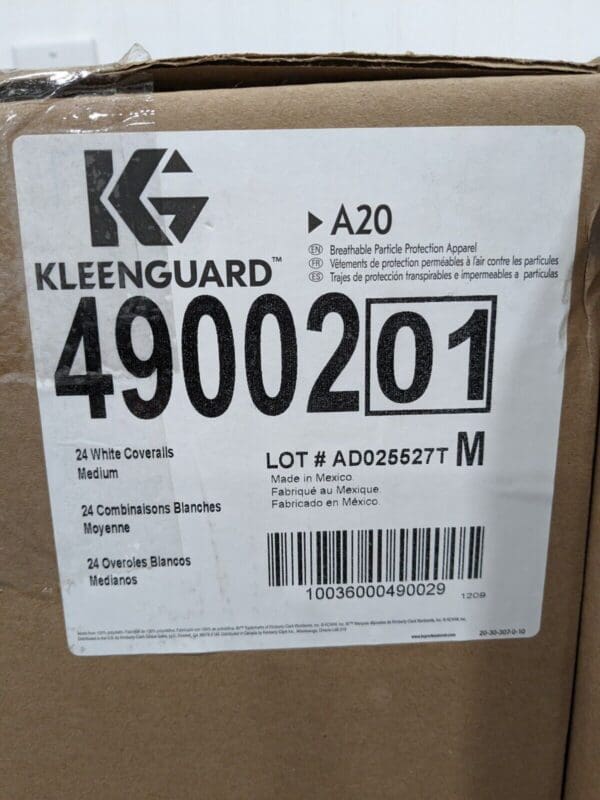 KLEENGUARD Disposable Coveralls: Particle Protection, Size Medium Qty 25 49002