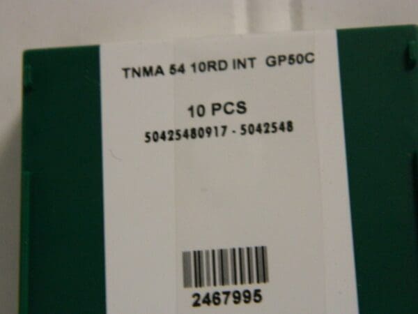 Tool-Flo Threading Insert TNMA 54 10RD INT GP50C Qty 10 34518N4C